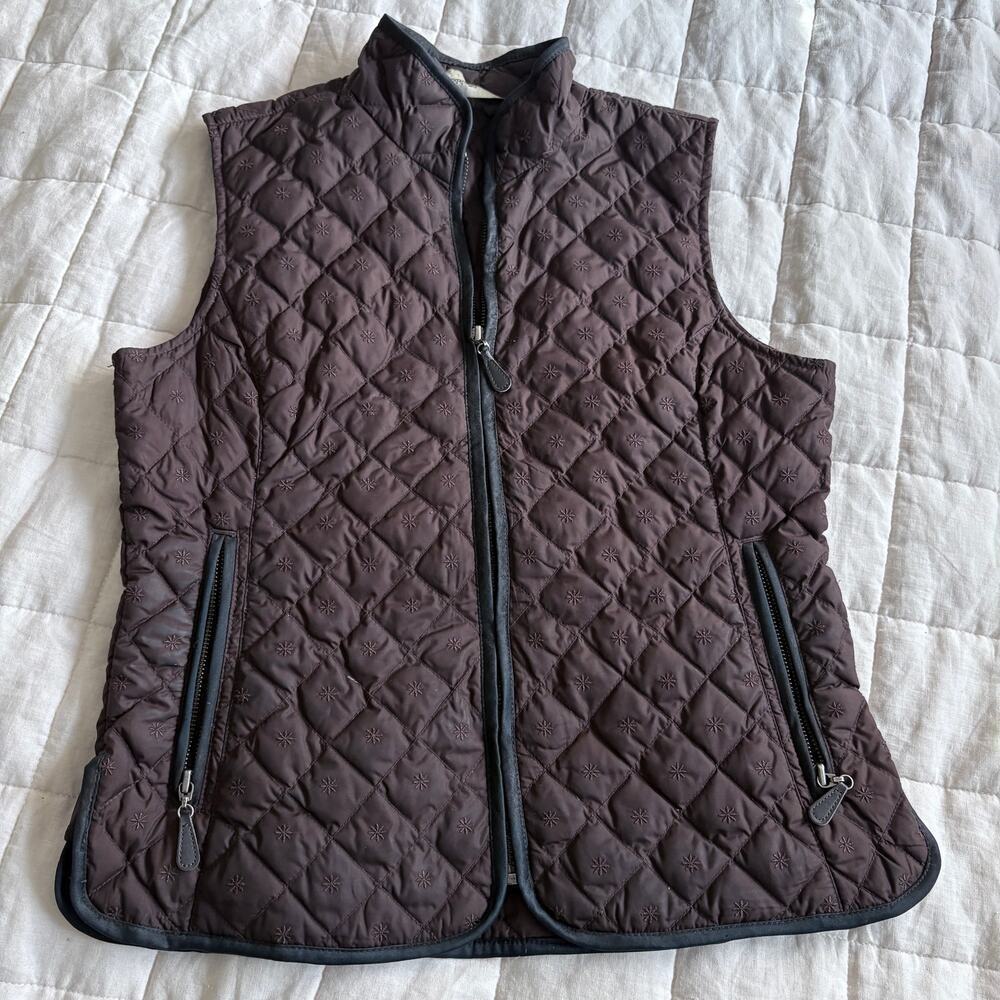 Eddie Bauer Petite Sm Brown Quilted Down Vest Goose Down GORPCORE Equestrian